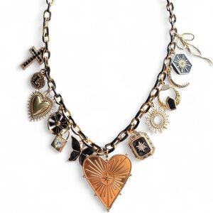 Gold and Black Charm Necklace